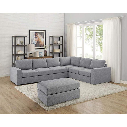 Bayside Light Gray Linen 7 Seat Reversible Modular Sectional Sofa By Lilola Home | Sofas | Modishstore