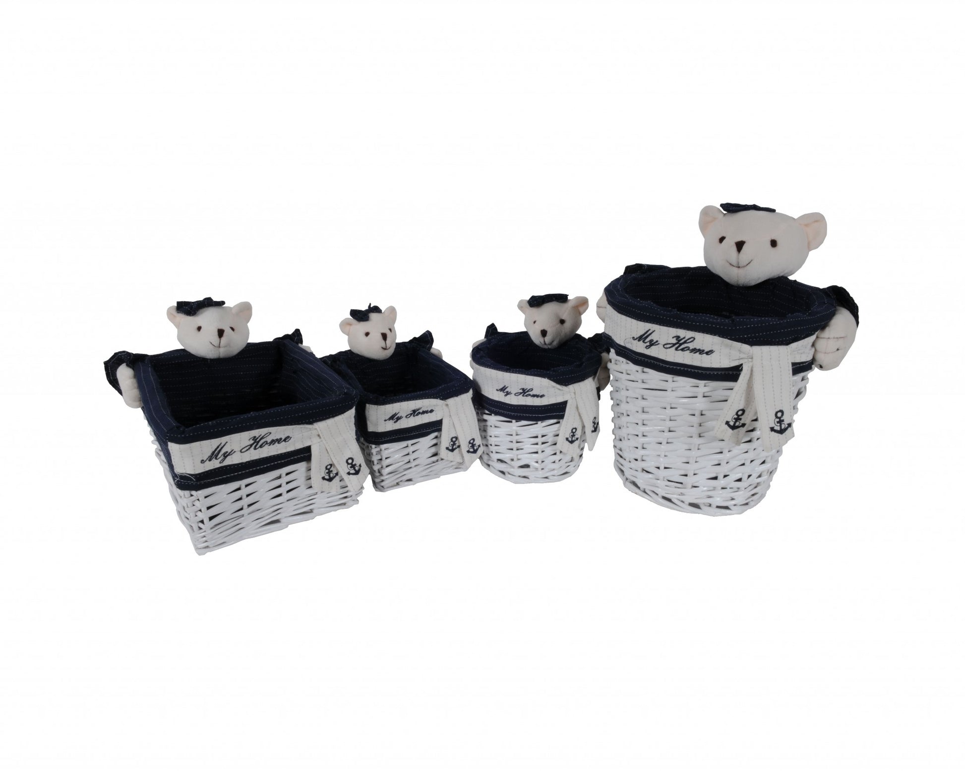 Whitebluerectangularbear Design Basket Set Of By Homeroots | Bins, Baskets & Buckets | Modishstore - 5