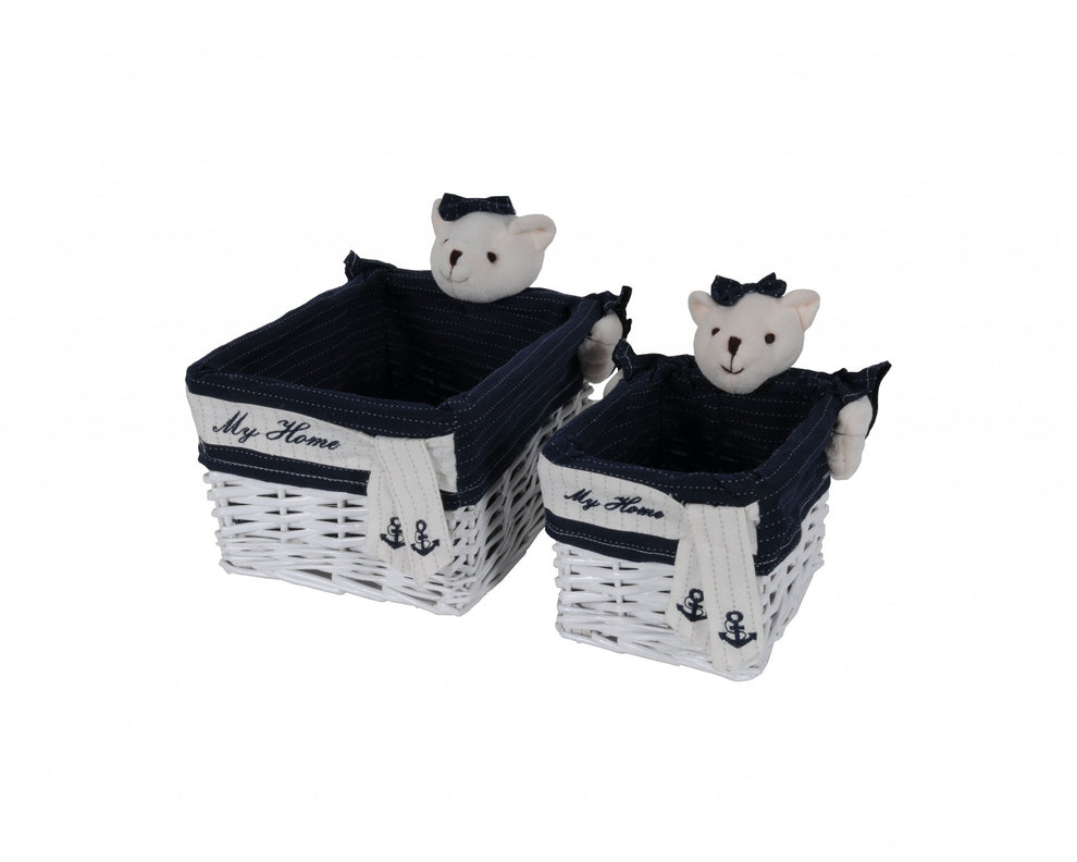Whitebluerectangularbear Design Basket Set Of By Homeroots | Bins, Baskets & Buckets | Modishstore - 6