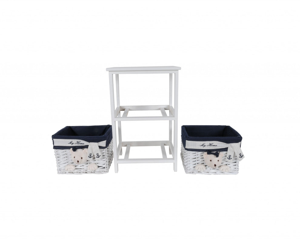 White Blue Portable Drawers By Homeroots - 364165 | Drawers | Modishstore - 3
