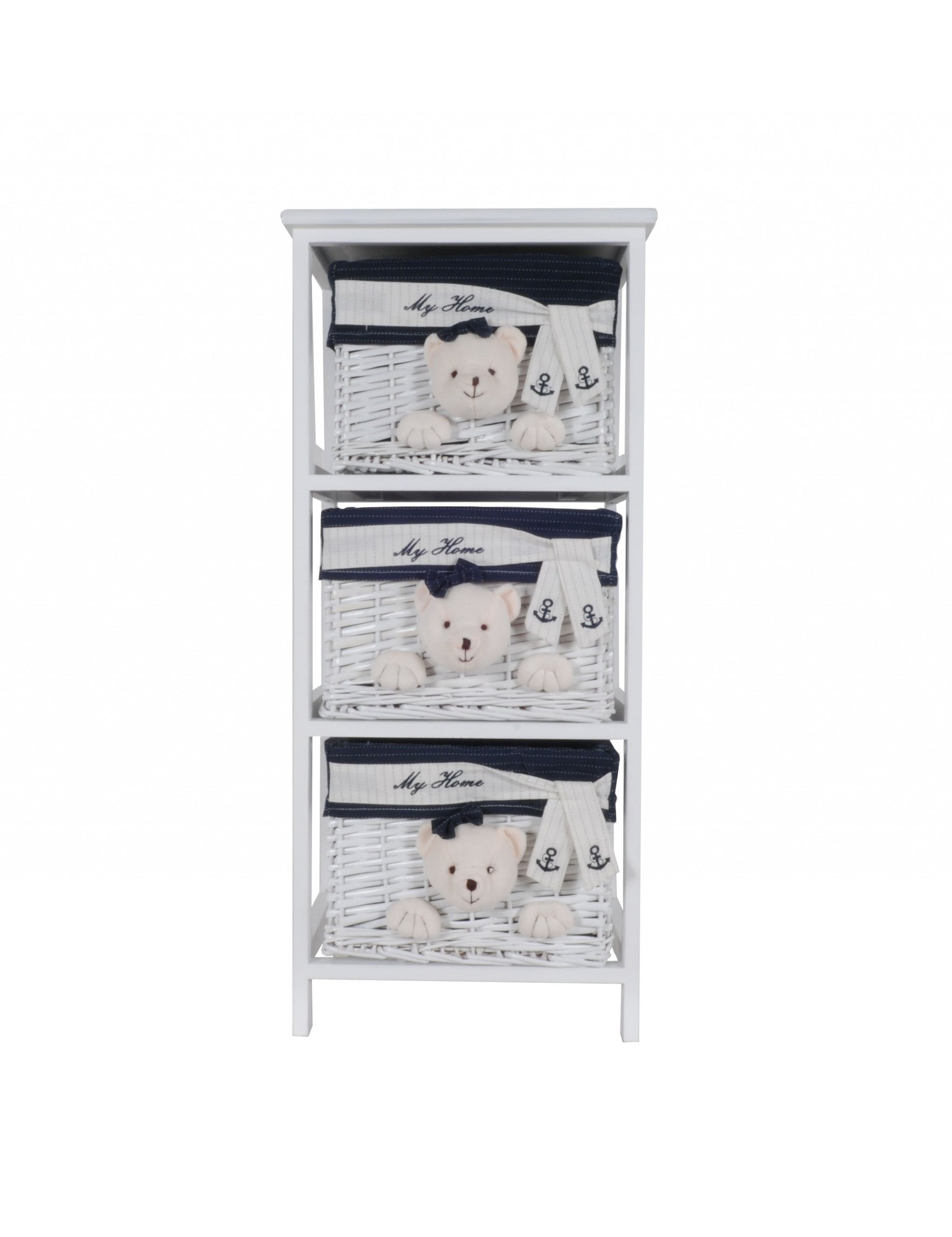 White Blue Portable Drawers By Homeroots - 364166 | Drawers | Modishstore