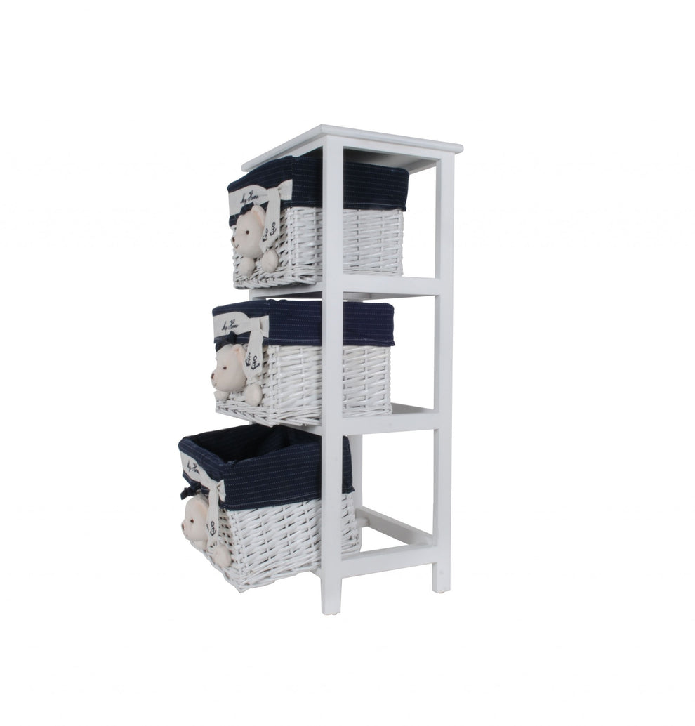 White Blue Portable Drawers By Homeroots - 364166 | Drawers | Modishstore - 2