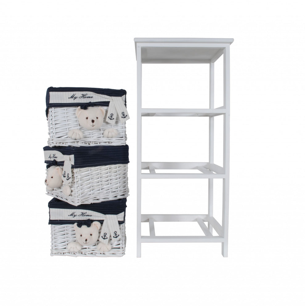 White Blue Portable Drawers By Homeroots - 364166 | Drawers | Modishstore - 3