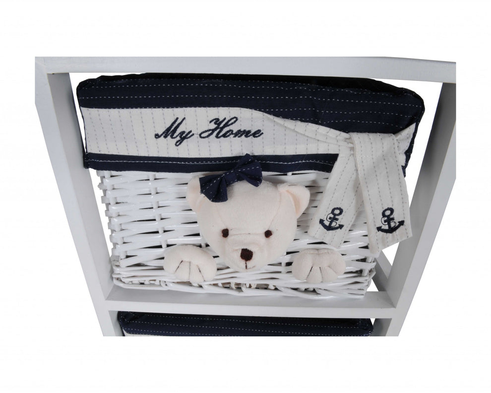 White Blue Portable Drawers By Homeroots - 364166 | Drawers | Modishstore - 5