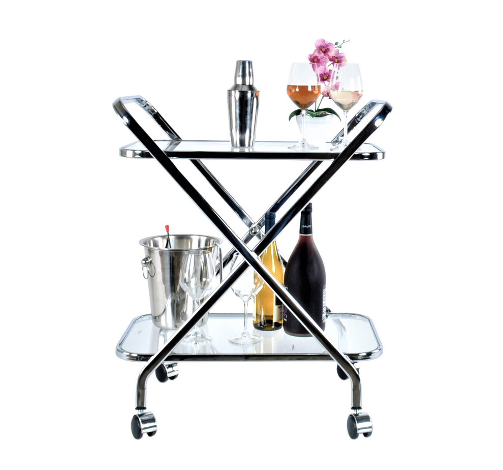 Chrome XShape Bar Cart By Homeroots | Side Tables | Modishstore - 2