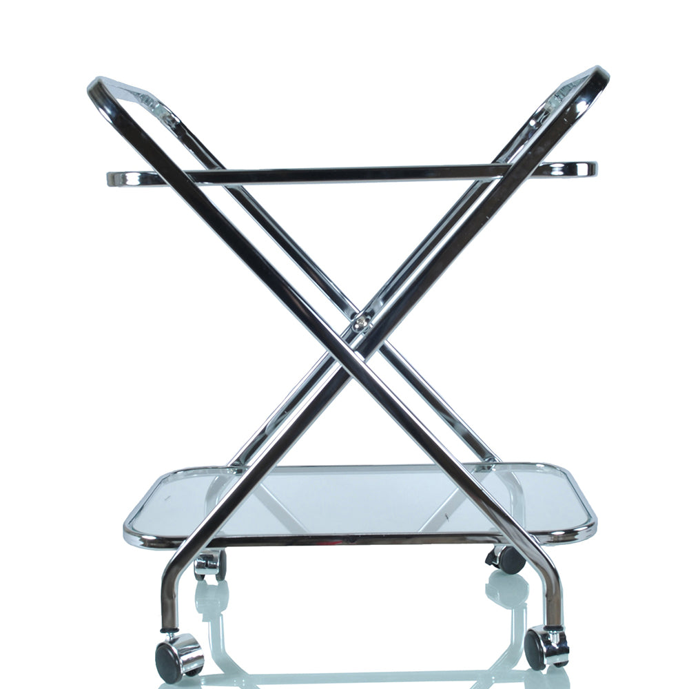 Chrome XShape Bar Cart By Homeroots | Side Tables | Modishstore - 2