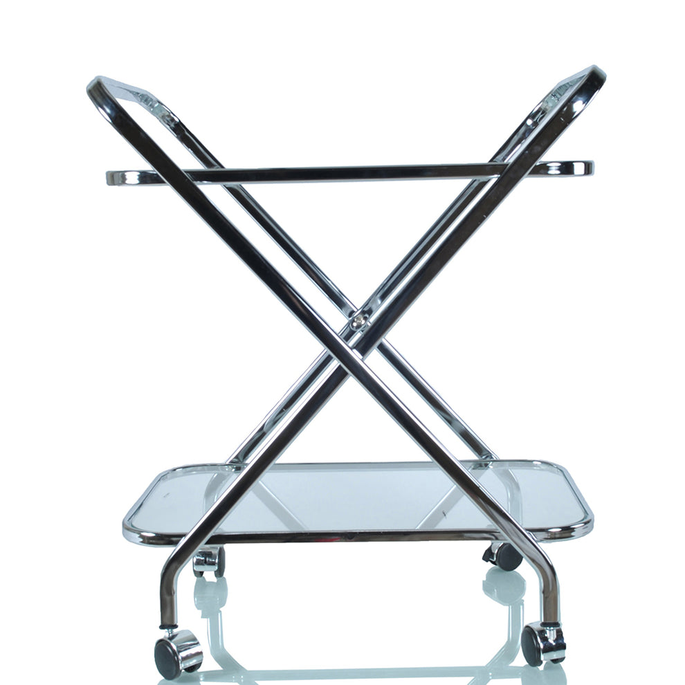 Chrome XShape Bar Cart By Homeroots | Side Tables | Modishstore - 3