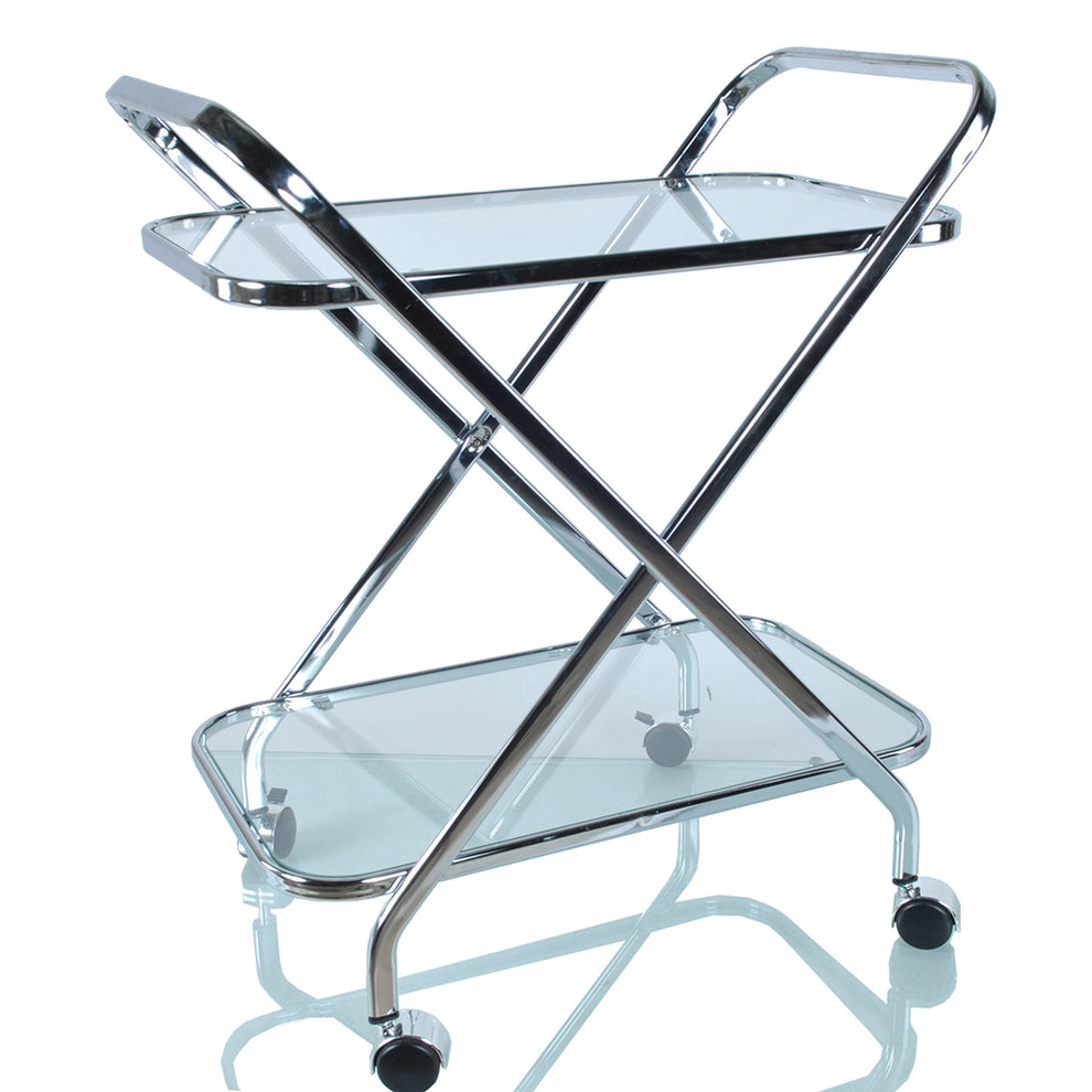 Chrome XShape Bar Cart By Homeroots | Side Tables | Modishstore - 4