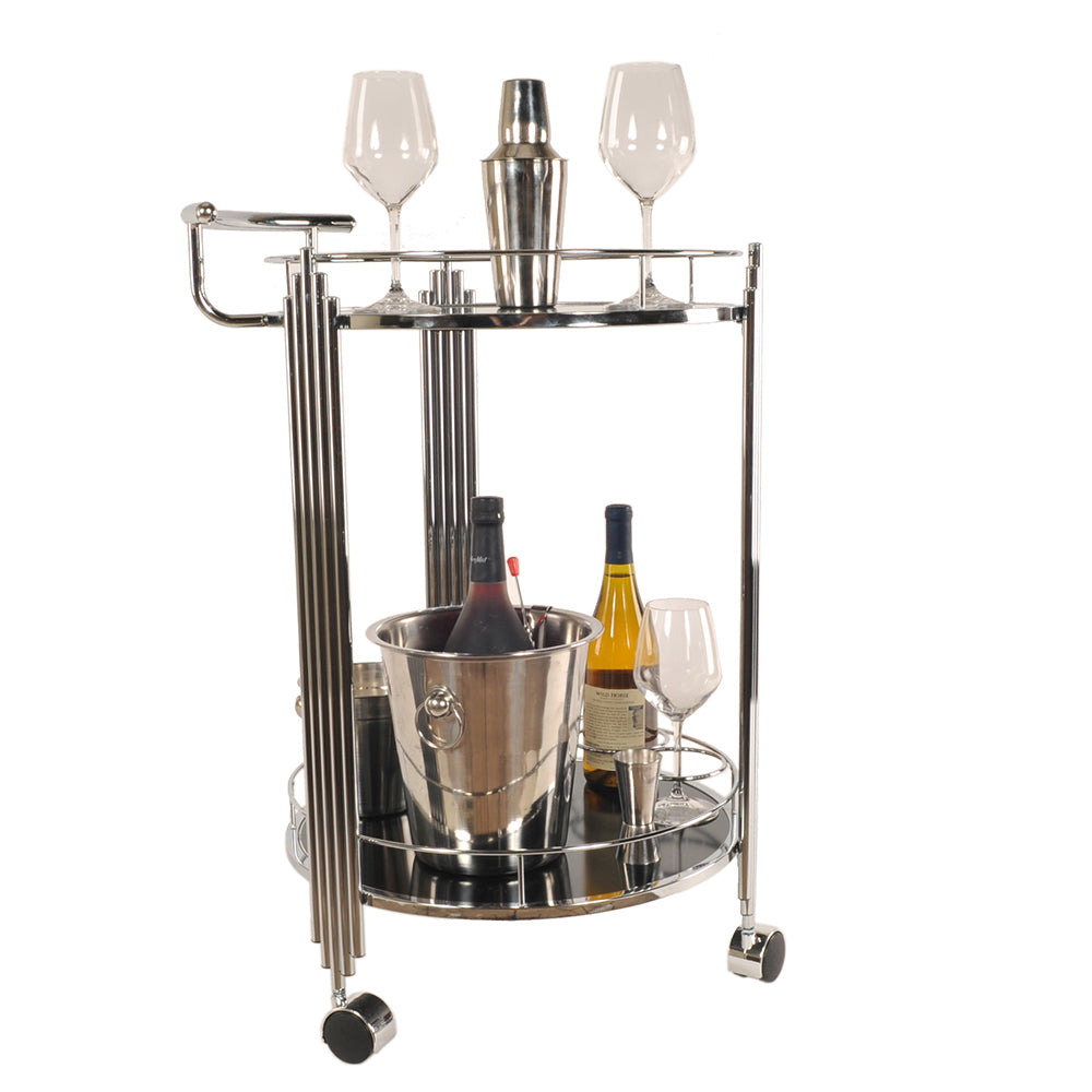 Chrome Round Tier Serving Trolley By Homeroots | Bar Carts | Modishstore