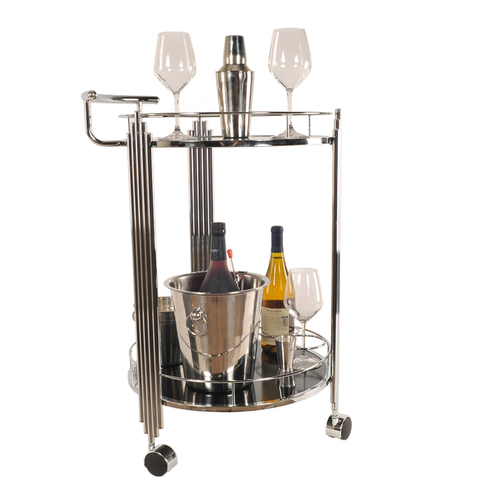 Chrome Round Tier Serving Trolley By Homeroots | Bar Carts | Modishstore - 2