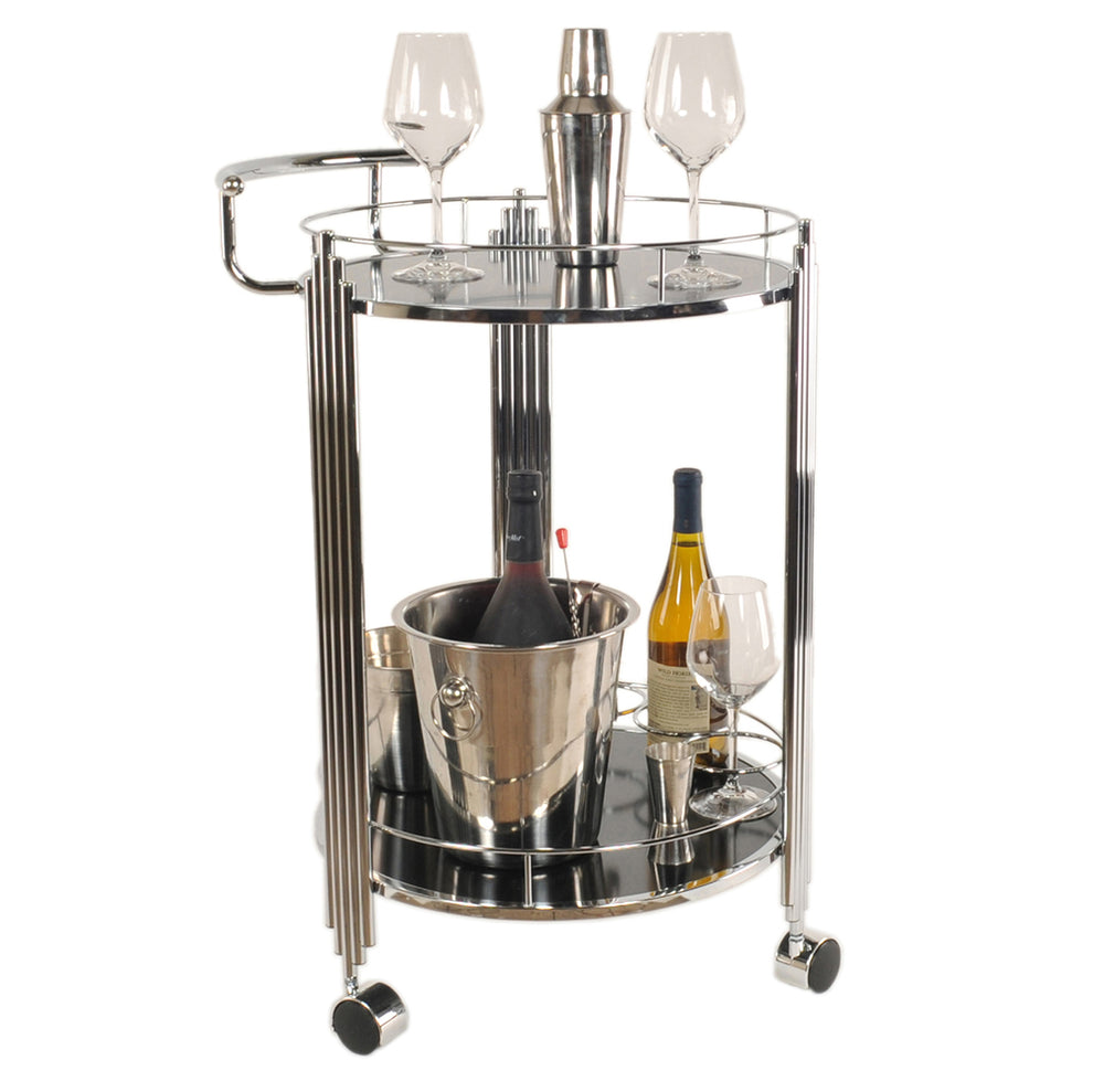 Chrome Round Tier Serving Trolley By Homeroots | Bar Carts | Modishstore - 4