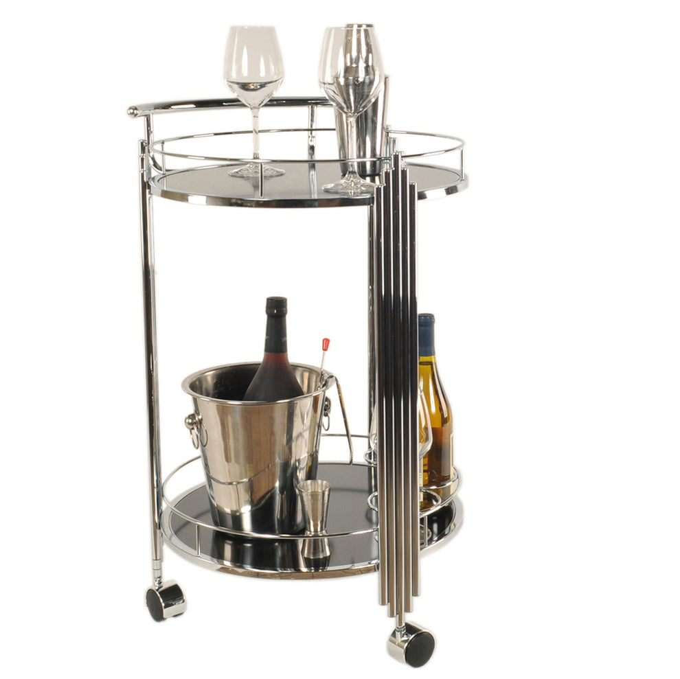 Chrome Round Tier Serving Trolley By Homeroots | Bar Carts | Modishstore - 5