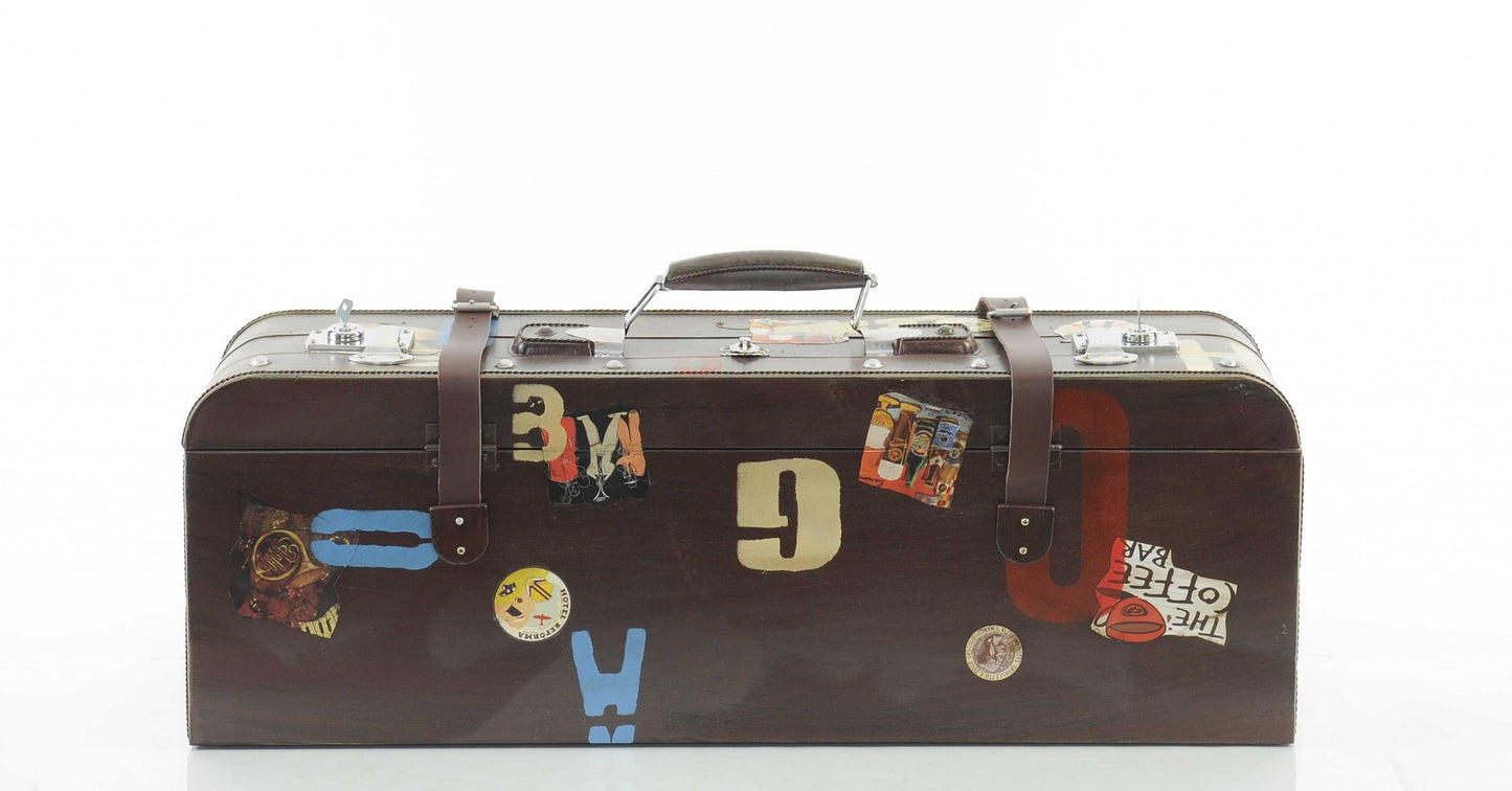 Cool Vintage Brown Decorative Suitcase By Homeroots | Sculptures | Modishstore
