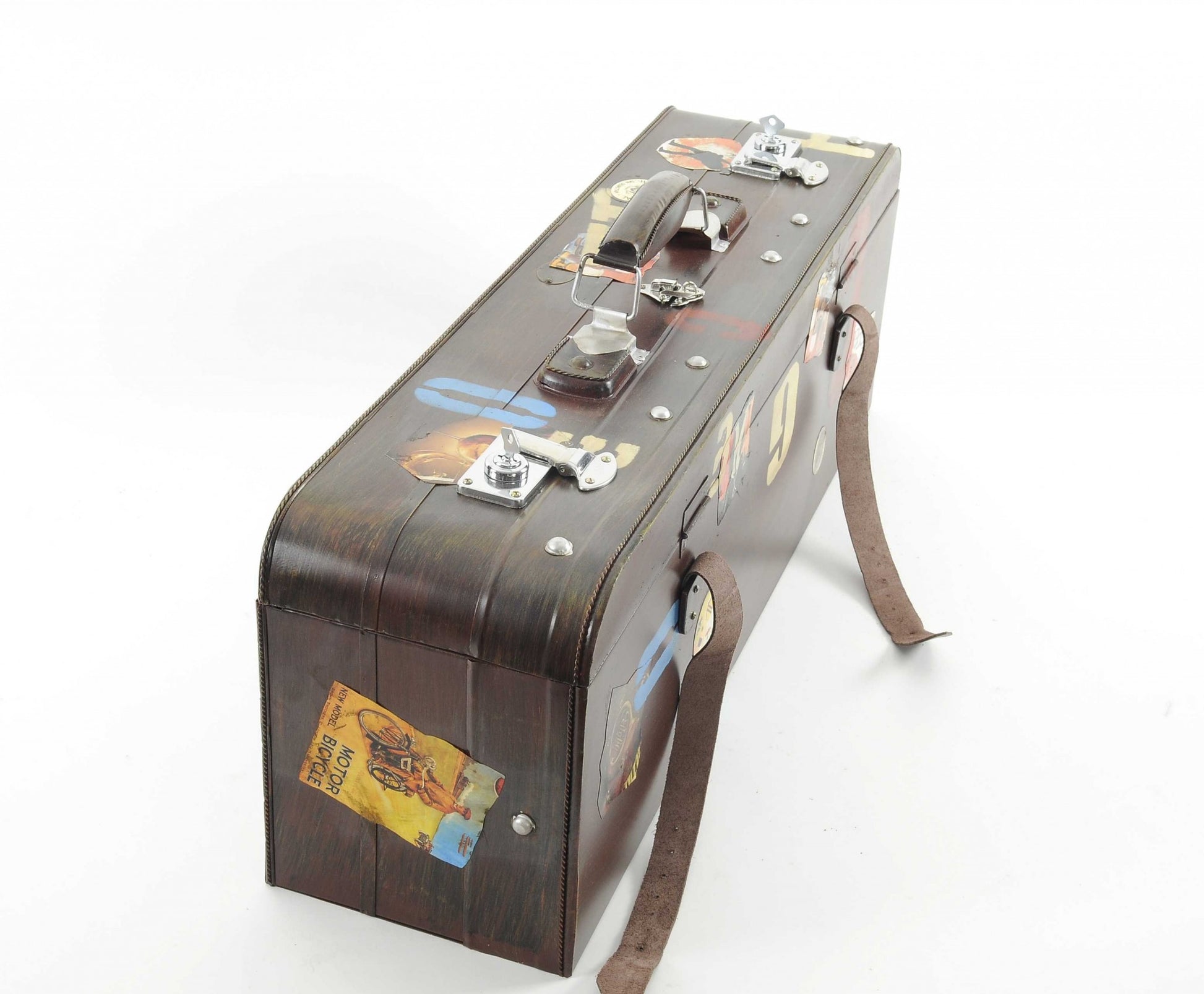 Cool Vintage Brown Decorative Suitcase By Homeroots | Sculptures | Modishstore - 2