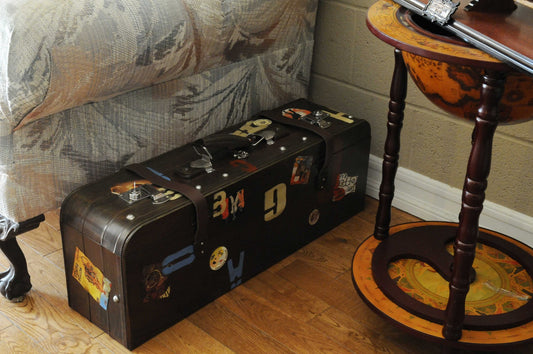Cool Vintage Brown Decorative Suitcase By Homeroots | Sculptures | Modishstore