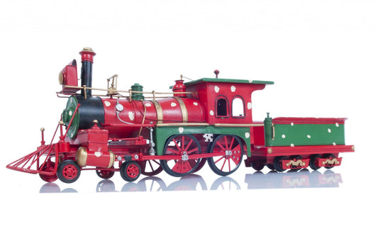 Handmade Tin Christmas Train Model By Homeroots | Sculptures | Modishstore