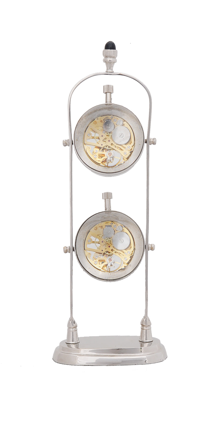 Brass See Thru Clock Double By Homeroots | Sculptures | Modishstore - 3