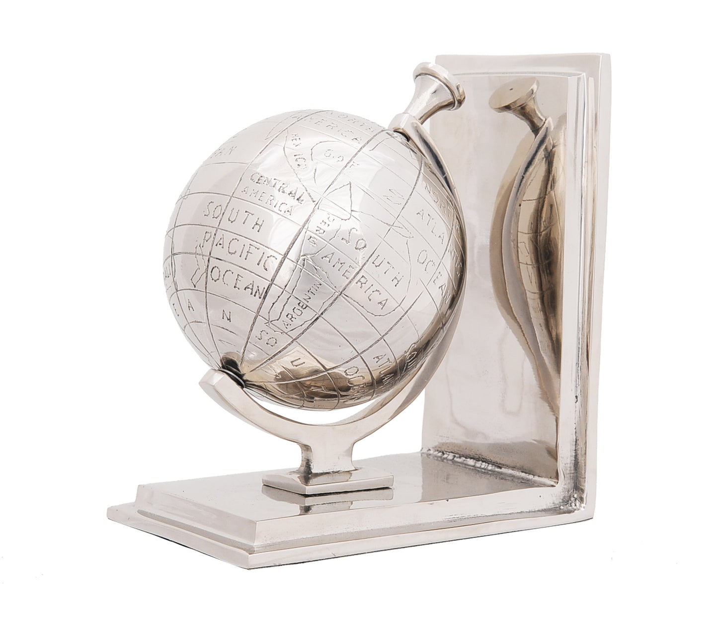 Alum Globe Bookend Set Of Two By Homeroots | Sculptures | Modishstore - 5