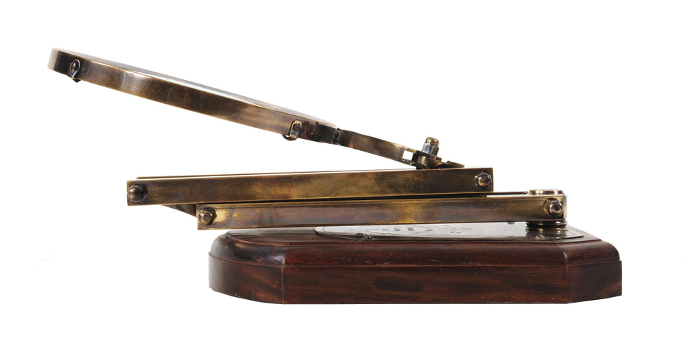 Brass Big Magnifier Glass With Wooden Base By Homeroots | Sculptures | Modishstore - 4