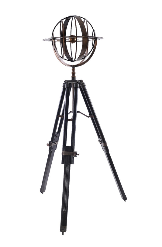 Brass Armillary With Wood Stand By Homeroots | Sculptures | Modishstore