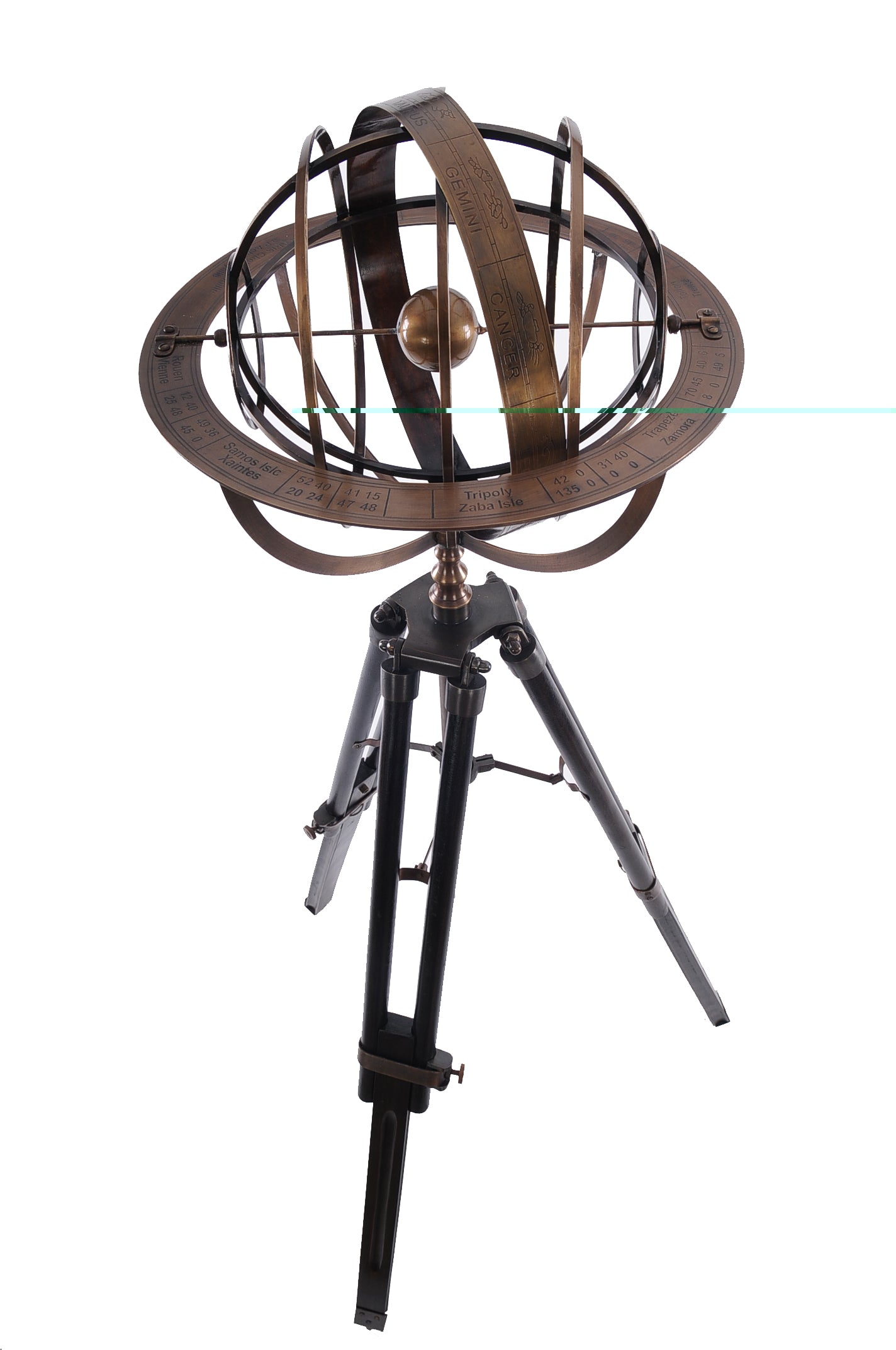 Brass Armillary With Wood Stand By Homeroots | Sculptures | Modishstore - 4