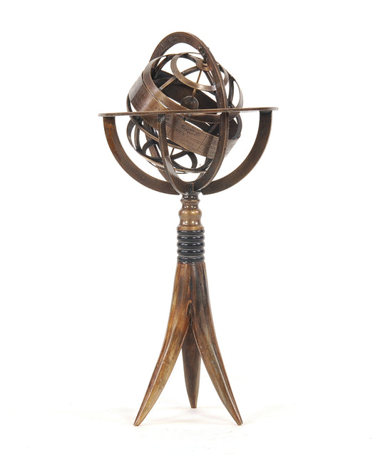Brass Armillary On Horn Stand By Homeroots | Sculptures | Modishstore