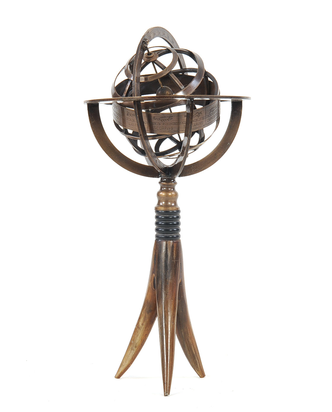 Brass Armillary On Horn Stand By Homeroots | Sculptures | Modishstore - 3