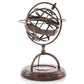 Brass Armillary With Compass On Wood Base By Homeroots | Sculptures | Modishstore