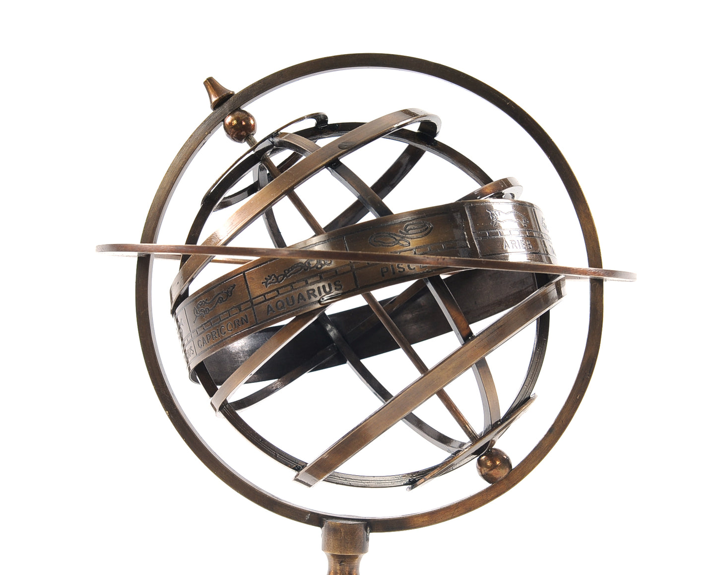 Brass Armillary With Compass On Wood Base By Homeroots | Sculptures | Modishstore - 4