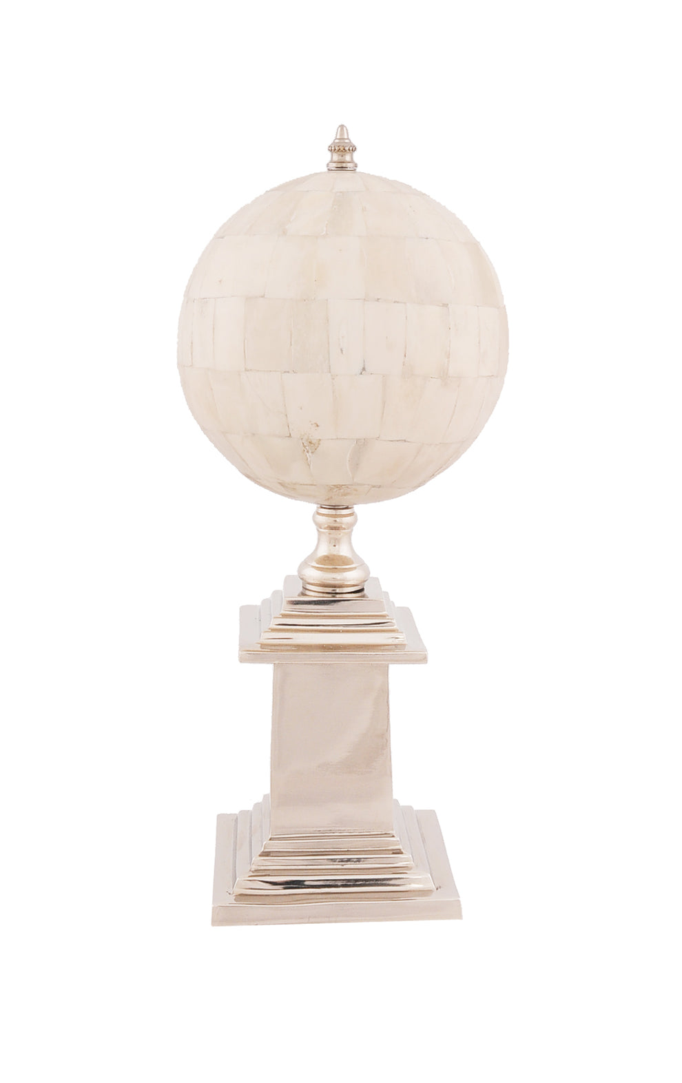 Bone Globe With Alluminum Base By Homeroots | Sculptures | Modishstore - 2