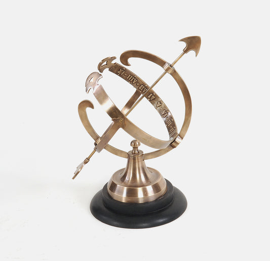 Brass Armillary On Wooden Base By Homeroots | Sculptures | Modishstore