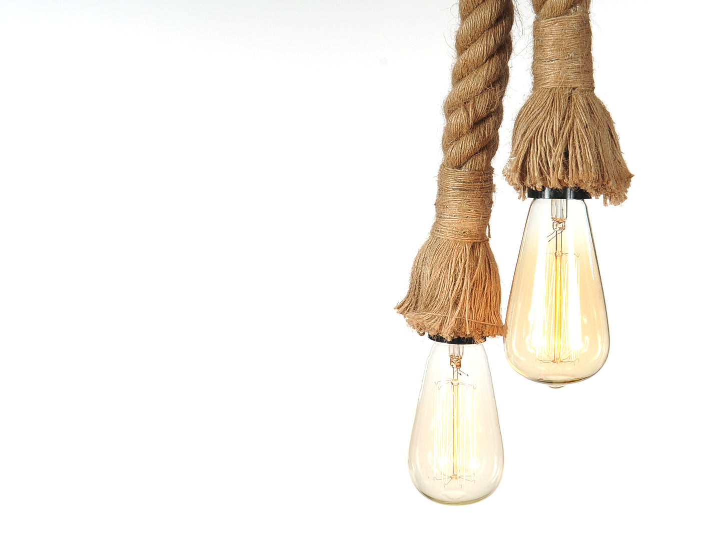 Rope Two Bulbs Pendant Lamp By Homeroots | Pendant Lamps | Modishstore - 3
