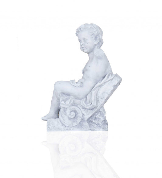 Vintage Look Off White Boy Sitting Statue By Homeroots | Sculptures | Modishstore