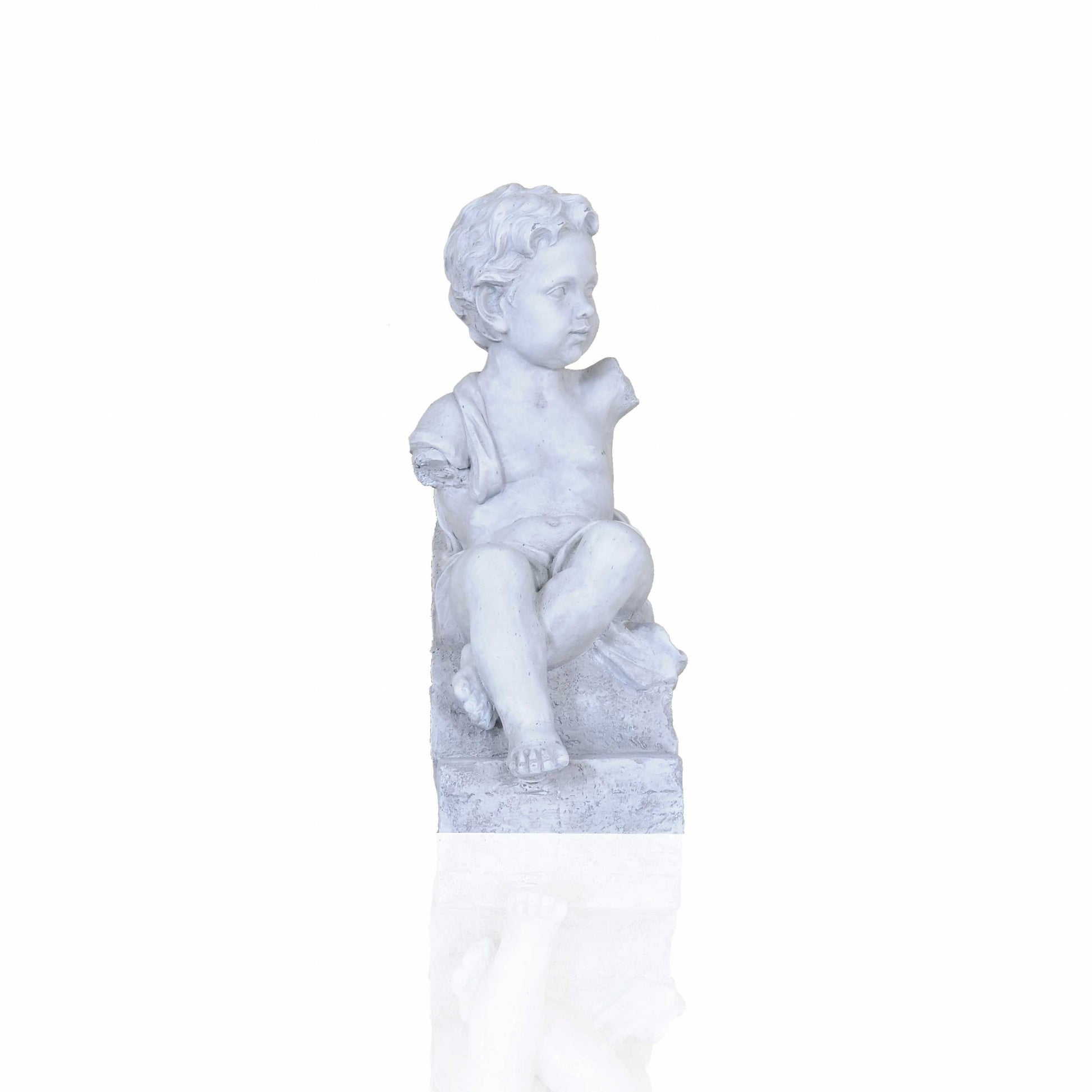Vintage Look Off White Boy Sitting Statue By Homeroots | Sculptures | Modishstore - 2