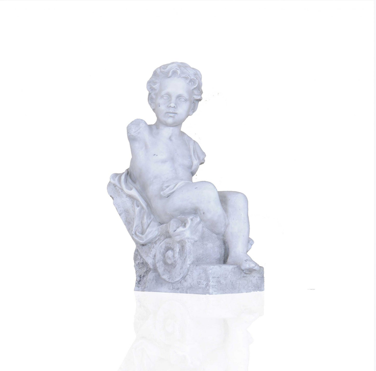 Vintage Look Off White Boy Sitting Statue By Homeroots | Sculptures | Modishstore - 3