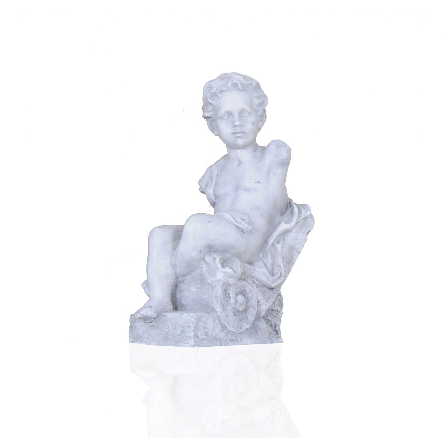 Vintage Look Off White Boy Sitting Statue By Homeroots | Sculptures | Modishstore - 4