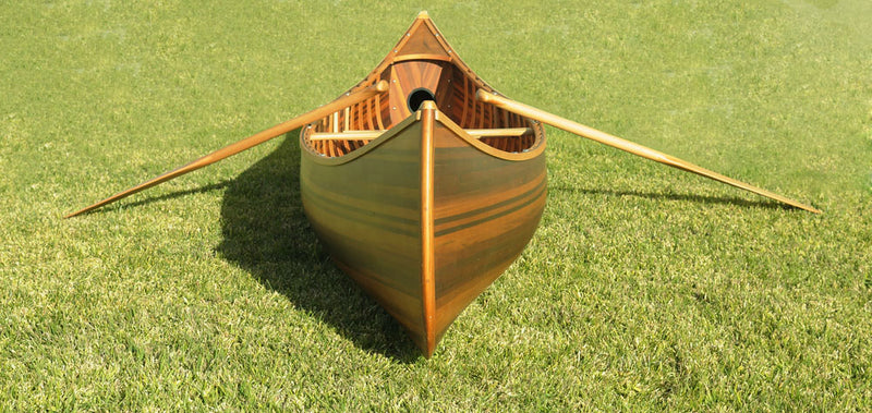 Matte Finish Wooden Canoe With Ribs Curved Bow By Homeroots