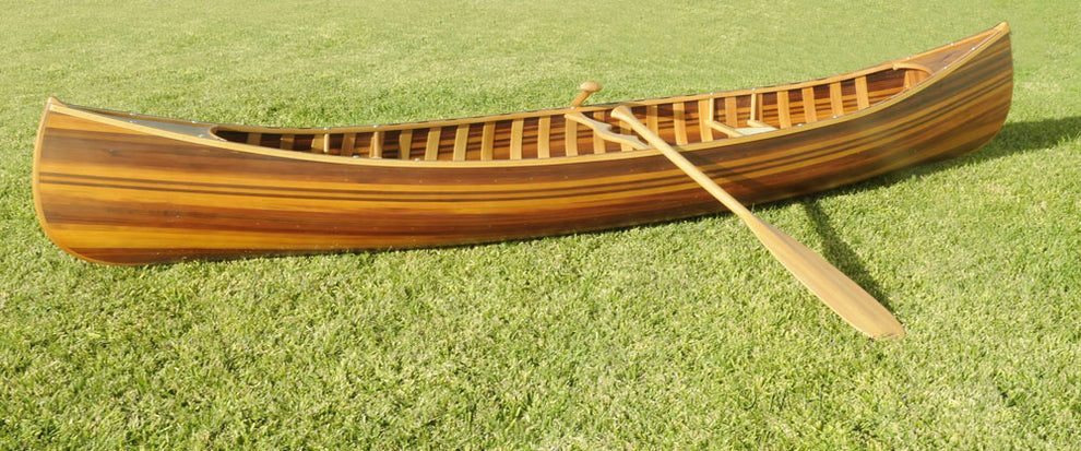 Matte Finish Wooden Canoe With Ribs Curved Bow By Homeroots | Sculptures | Modishstore - 2