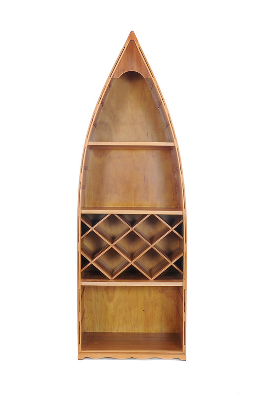 Wooden Canoe Wine Shelf By Homeroots | Sculptures | Modishstore