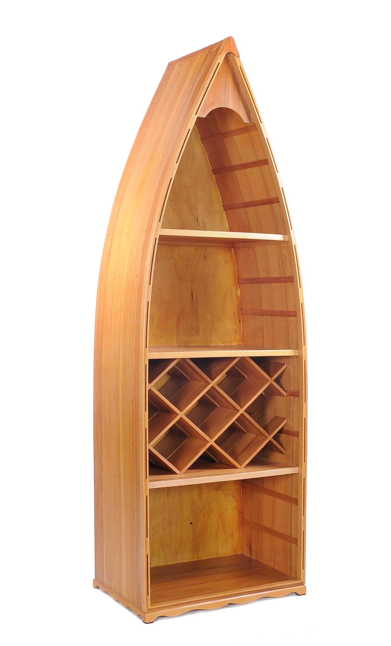 Wooden Canoe Wine Shelf By Homeroots | Sculptures | Modishstore - 2