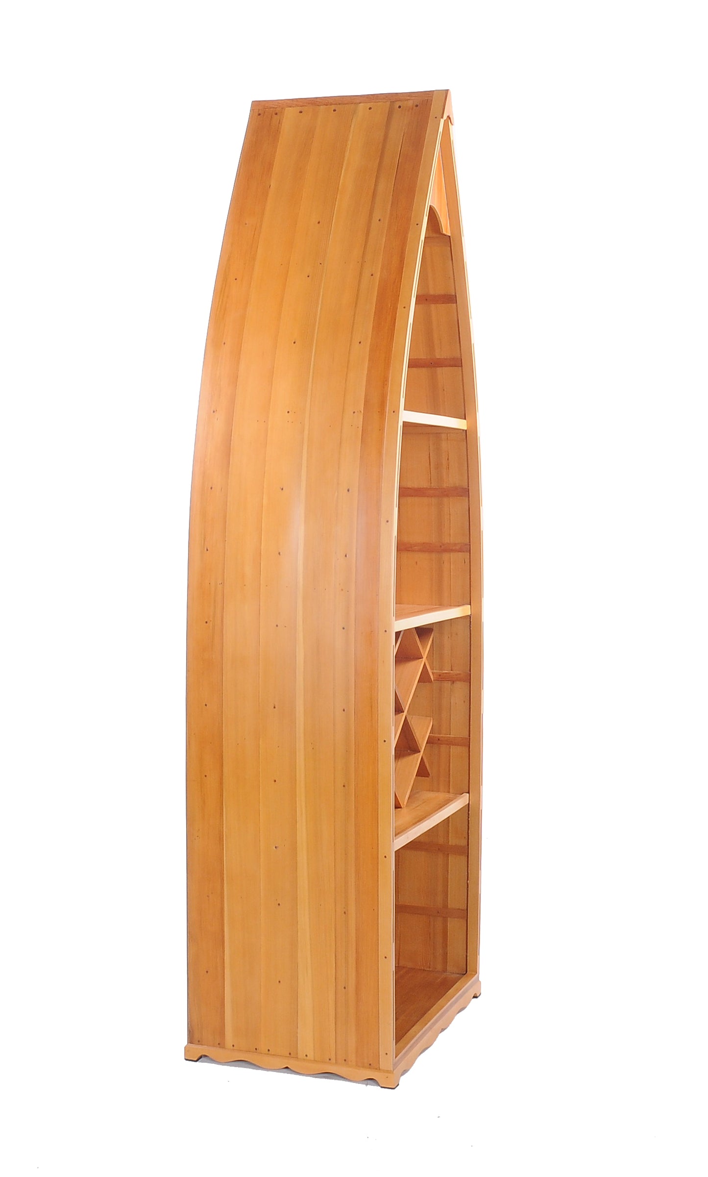 Wooden Canoe Wine Shelf By Homeroots | Sculptures | Modishstore - 3