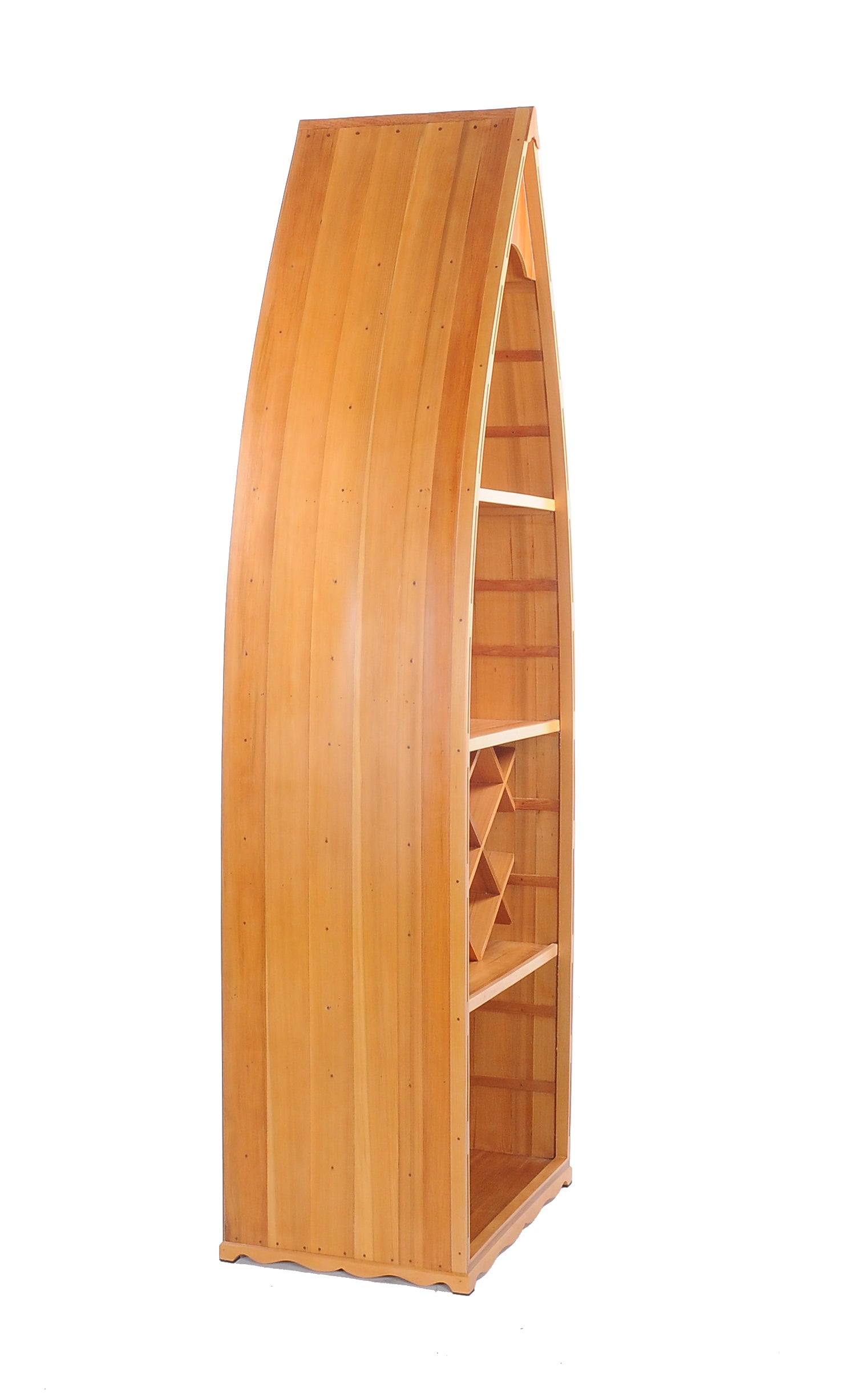 Wooden Canoe Wine Shelf By Homeroots | Sculptures | Modishstore - 3