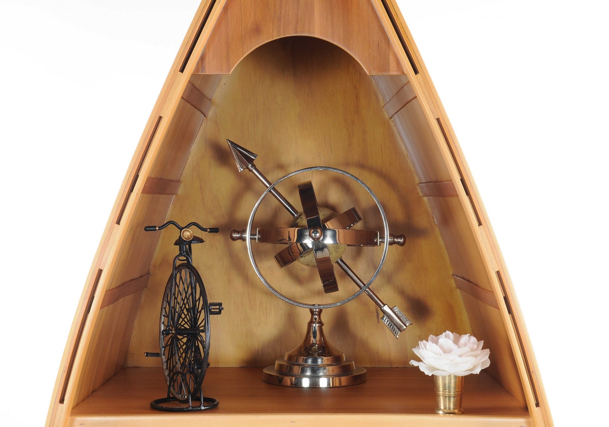 Wooden Canoe Wine Shelf By Homeroots | Sculptures | Modishstore - 5