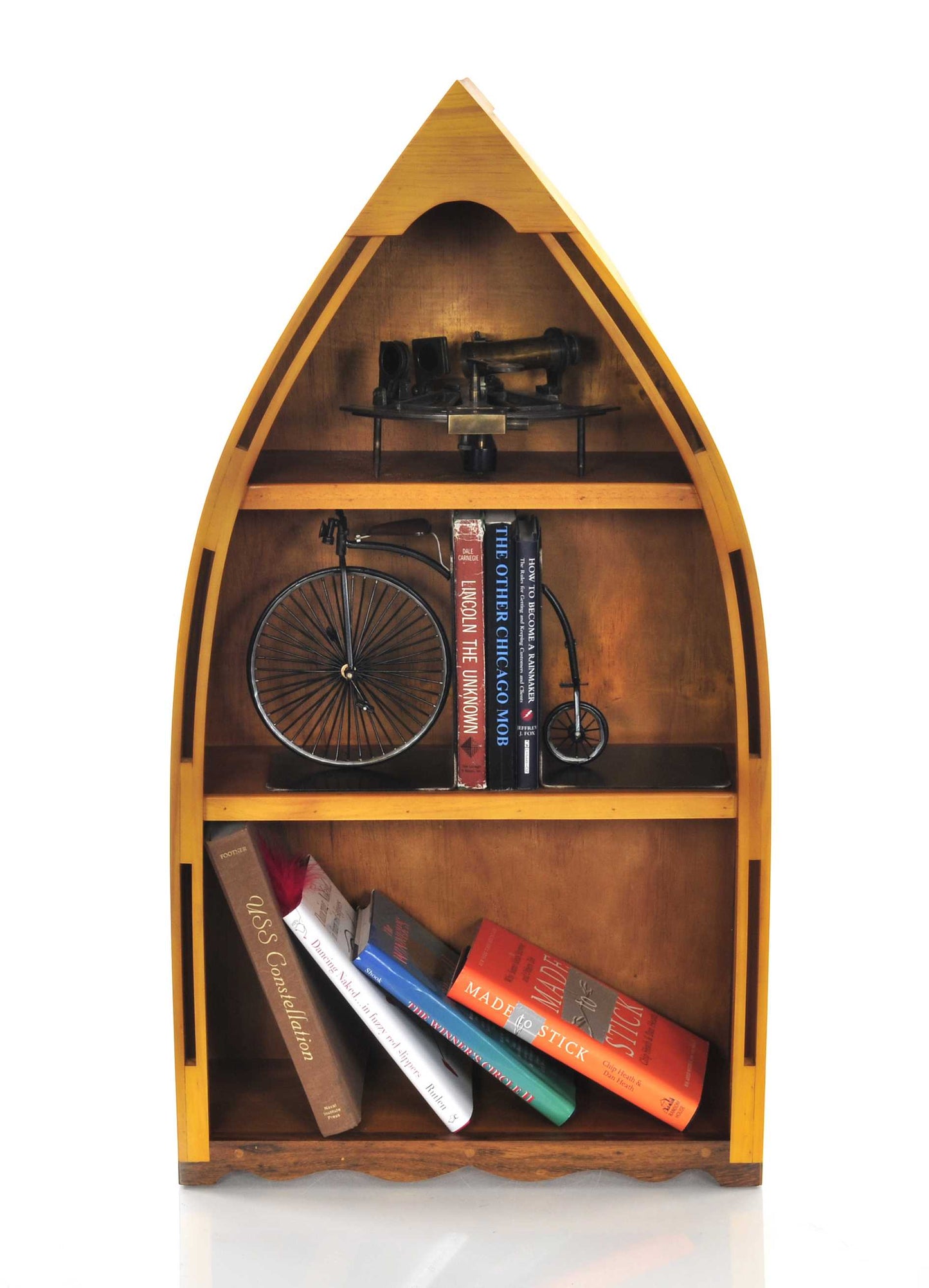 Wooden Canoe Book Shelf Small By Homeroots | Sculptures | Modishstore - 3