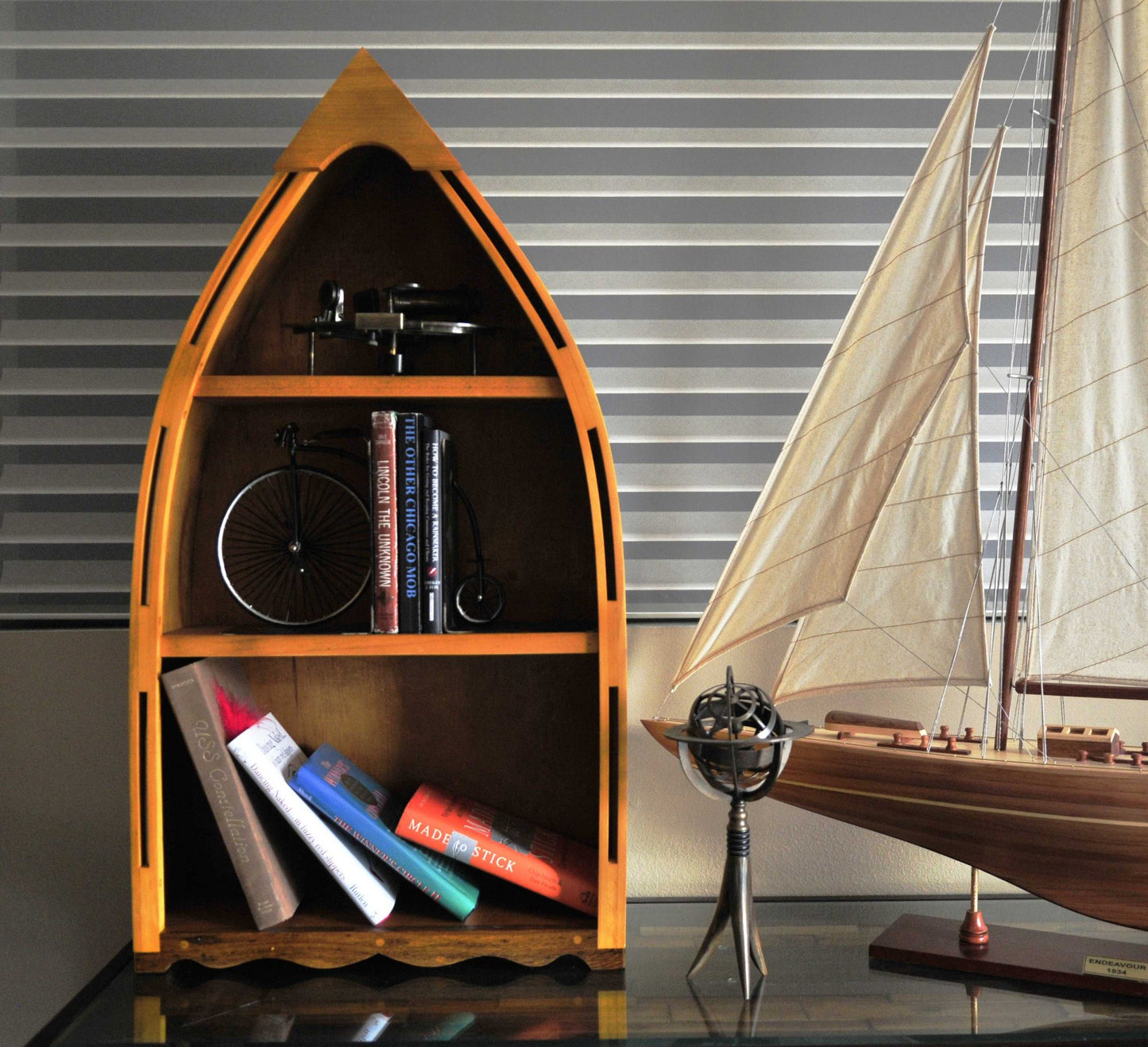 Wooden Canoe Book Shelf Small By Homeroots | Sculptures | Modishstore - 4