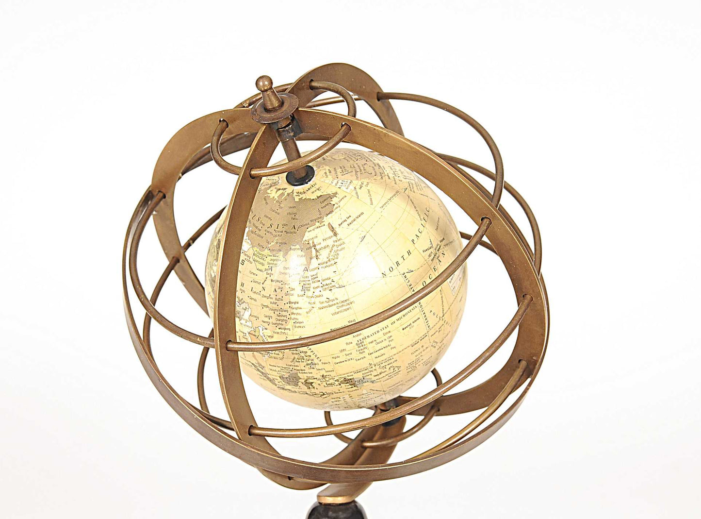 Globe in Brass Rings By Homeroots | Sculptures | Modishstore - 3