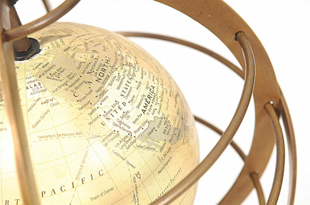 Globe in Brass Rings By Homeroots | Sculptures | Modishstore - 4