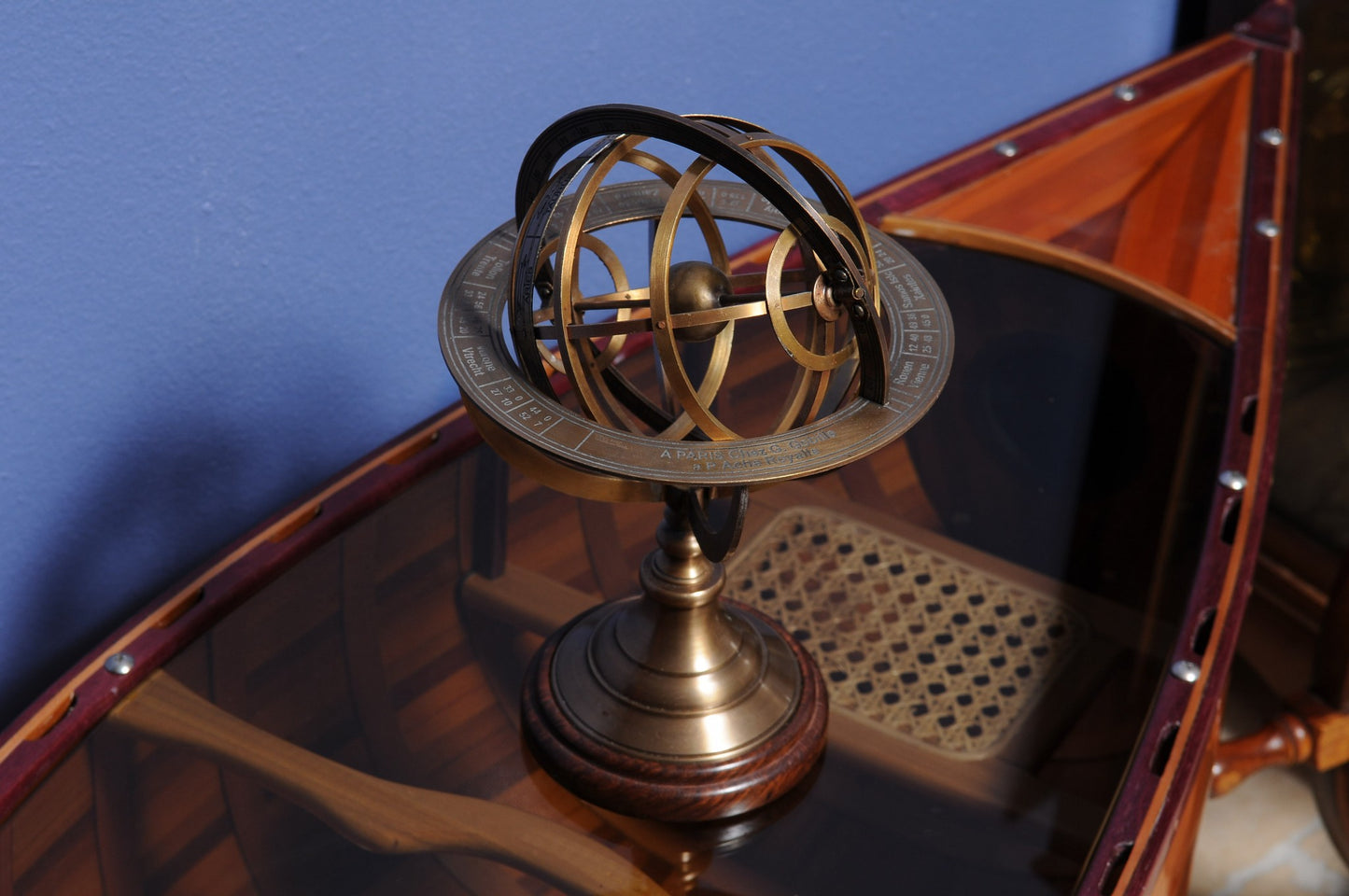 Armillary Sphere on Wood Base By Homeroots | Sculptures | Modishstore - 3