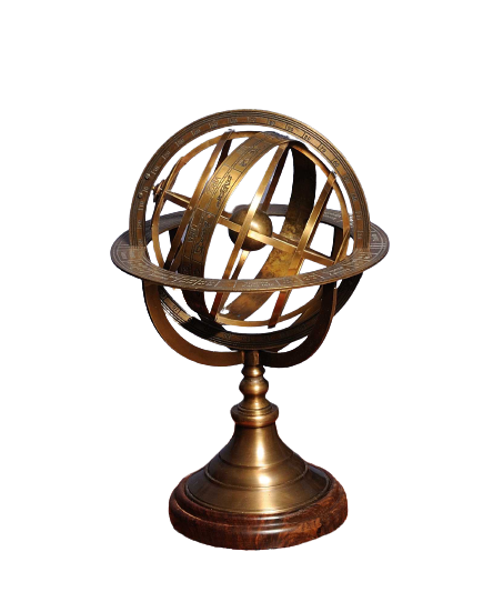 Armillary Sphere on Wood Base By Homeroots | Sculptures | Modishstore - 5