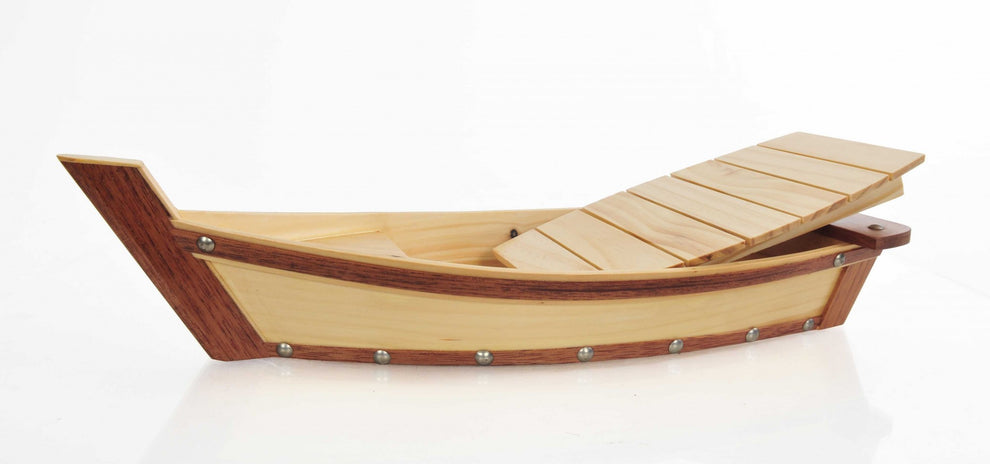 Small Wooden Sushi Boat Serving Tray By Homeroots | Trays | Modishstore - 3